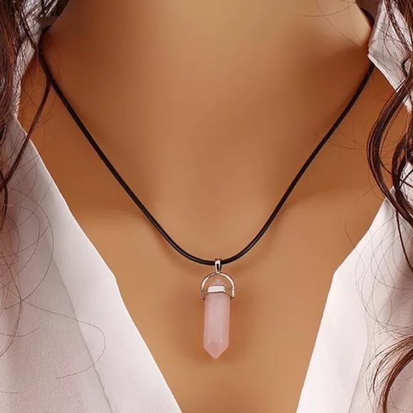 Rose Quartz 'Love Stone' Natural Stone Necklace - Picture 2 of 4